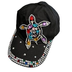 The Alabama Girl Sequin Bling Sea Turtle Cotton Baseball Cap OS Adjustable